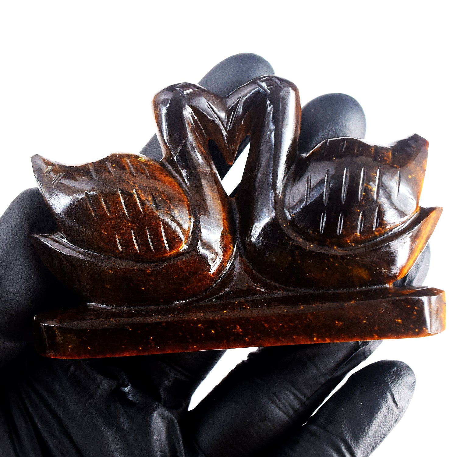 Amazing 680.00 Cts Genuine Tiger Eye Hand Carved Premium Love Swan Pair