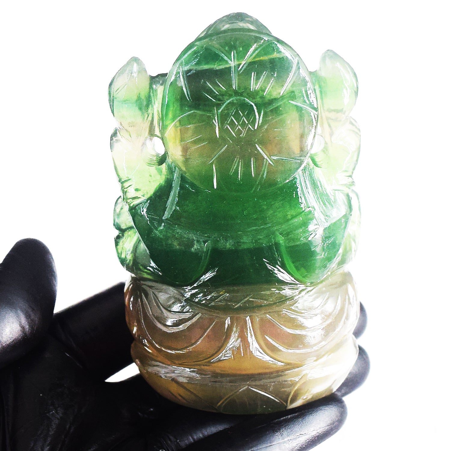 Great 1811.00 Cts Genuine Hand Carved Green Fluorite Premium Crystal Lord Ganesha