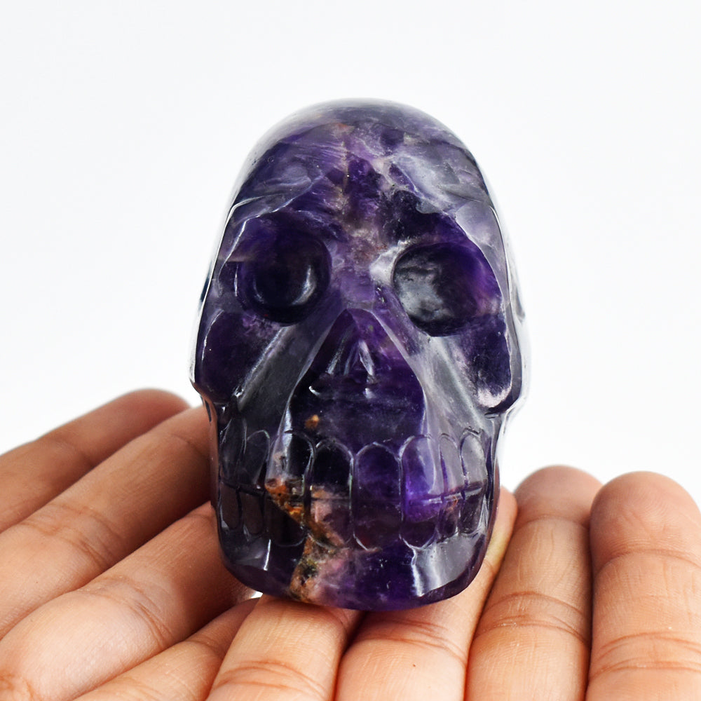 Craftsmen 1213.00 Carats Genuine Purple  Amethyst Hand Carved Crystal Gemstone Skull Carving
