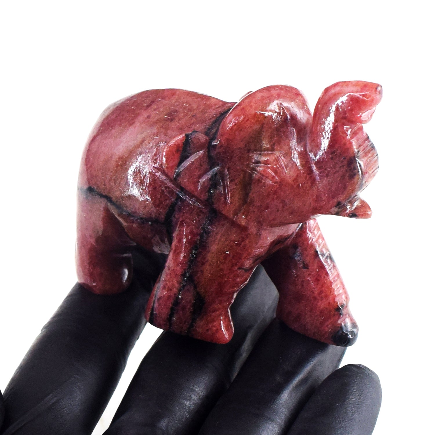 Stunning 897.00 Cts Genuine Pink Rhodonite Carved Crystal Premium Elephant