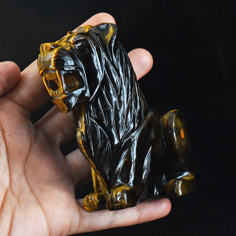 Craftsmen 1688.00 Cts  Genuine Tiger Eye  Hand Carved Crystal Gemstone Carving Lion