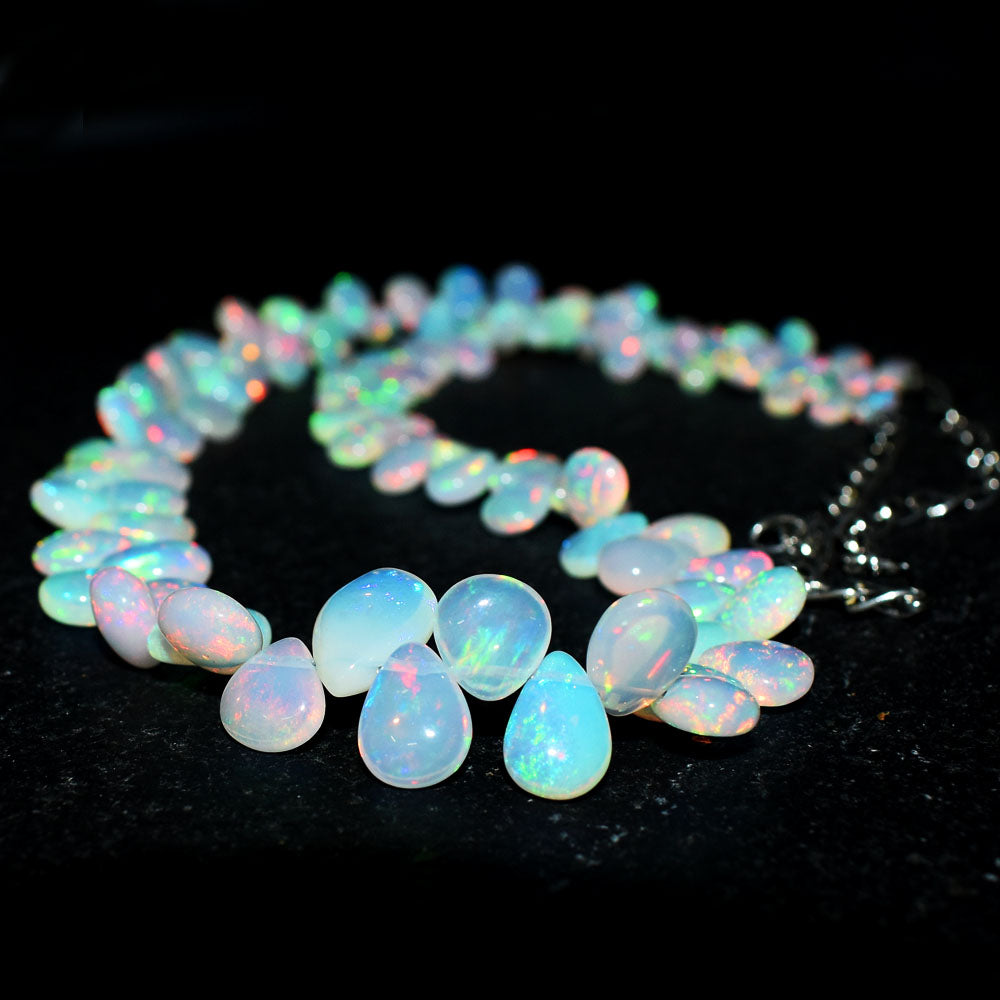 Mega Sale - 100% Gorgeous 82.00 Cts Genuine Ethiopian Opal Beads Necklace