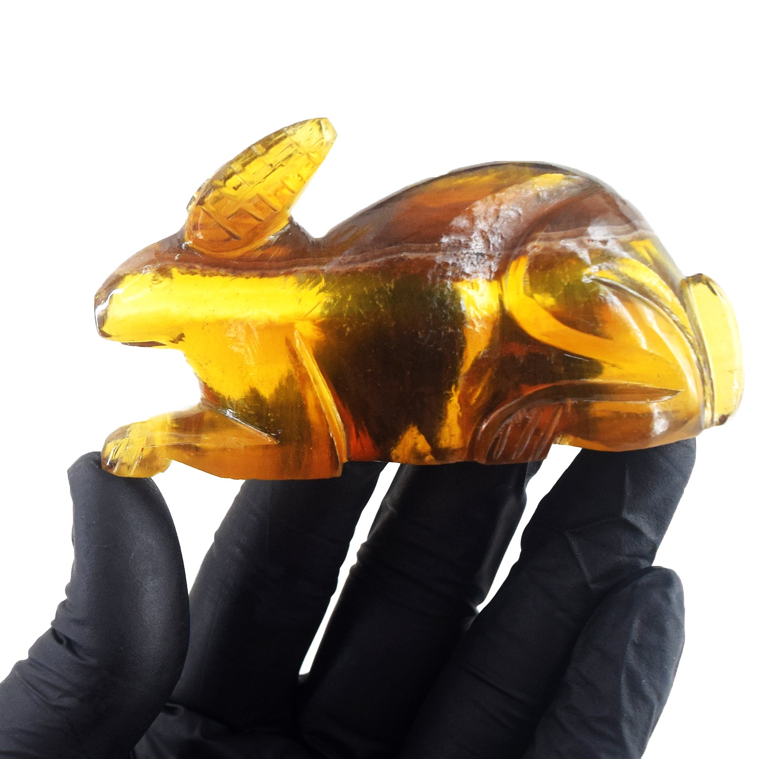 Amazing 676.00 Cts Genuine Yellow Fluorite Carved Crystal Premium Bunny