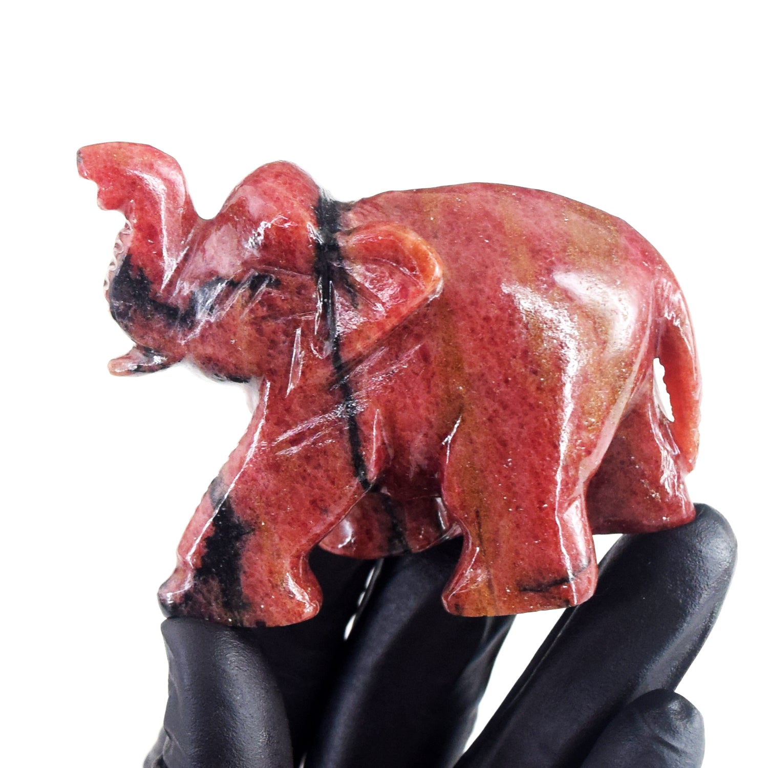 Stunning 897.00 Cts Genuine Pink Rhodonite Carved Crystal Premium Elephant
