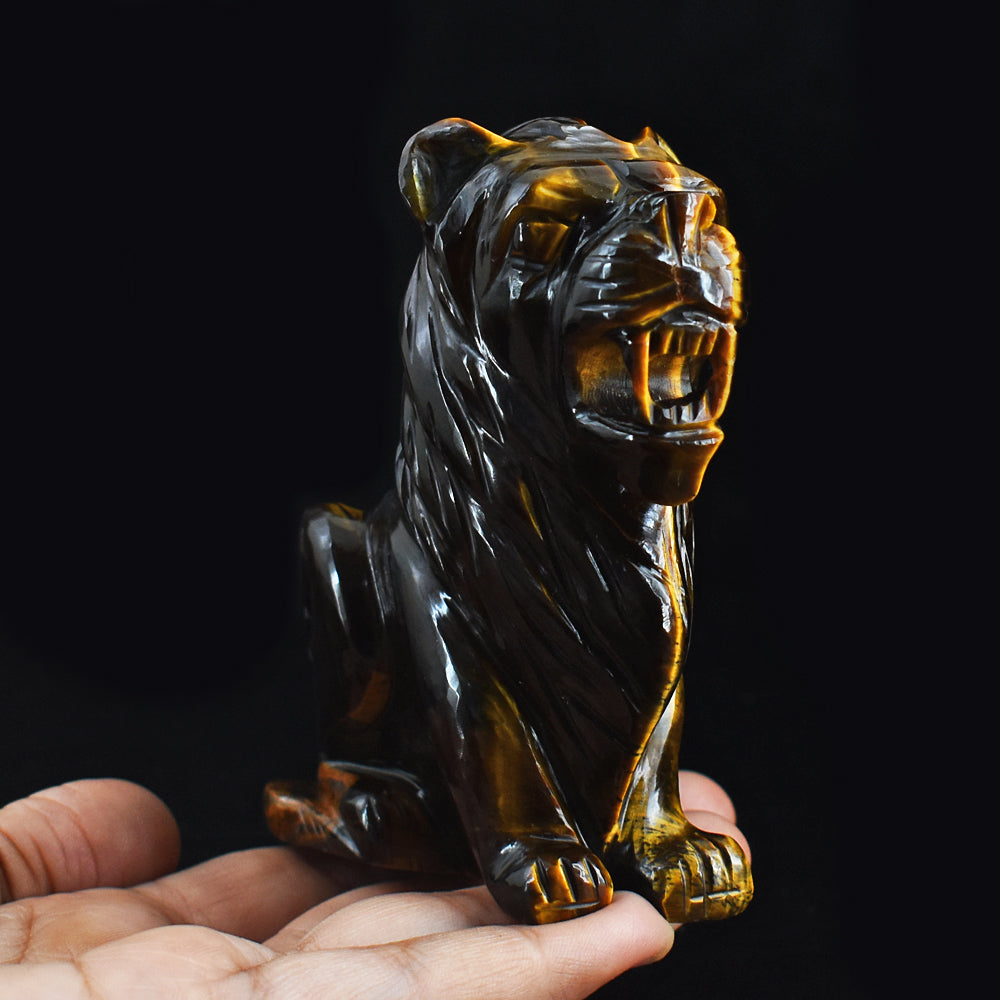Craftsmen 1688.00 Cts  Genuine Tiger Eye  Hand Carved Crystal Gemstone Carving Lion