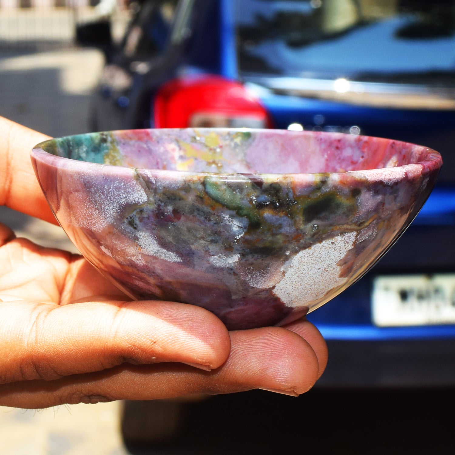 Great 465.00 Carats Genuine Bloodstone Hand Carved Crystal Gemstone Carving Big Bowl