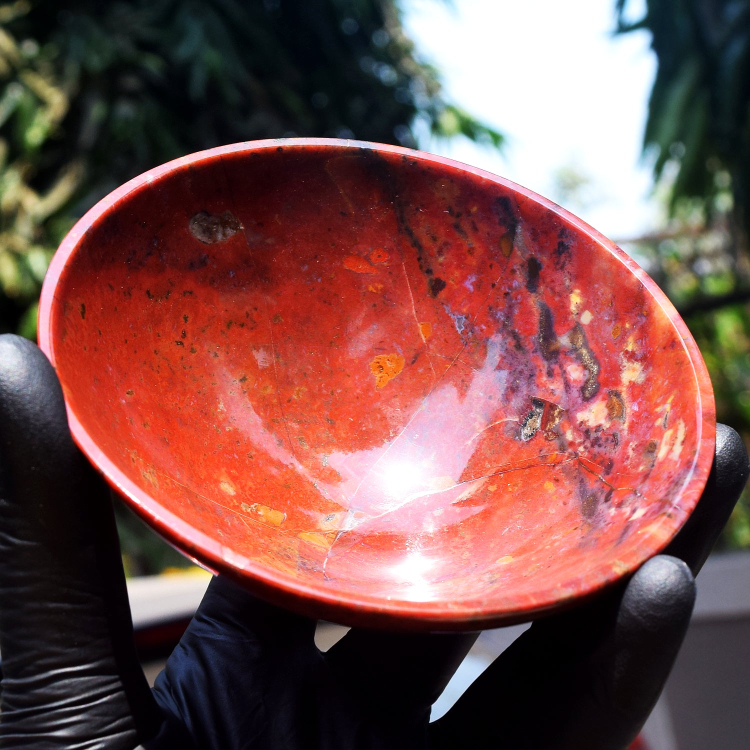 Awesome 419.00 Carats Genuine Red Jasper Hand Carved Crystal Gemstone Carving Big Bowl