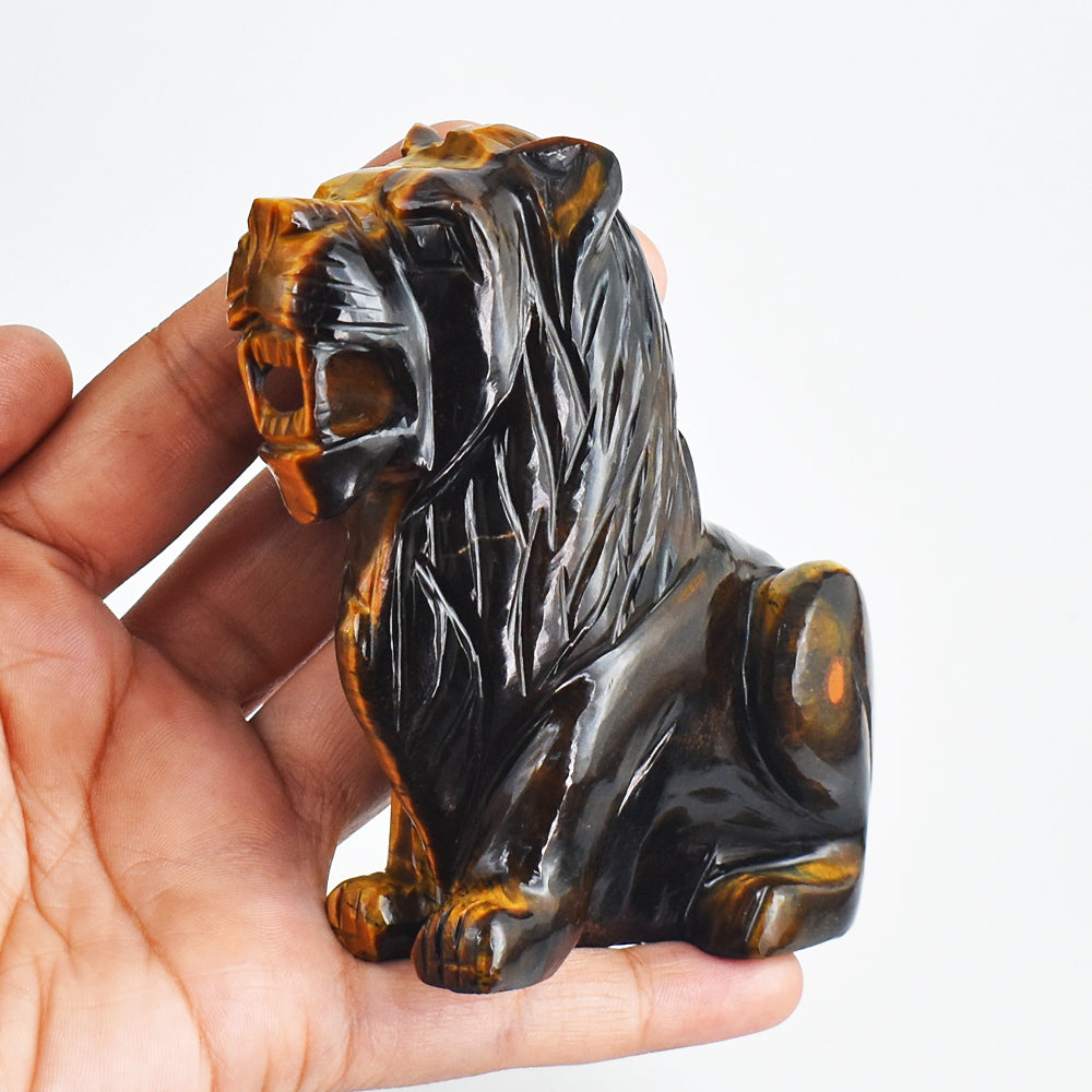 Craftsmen 1688.00 Cts  Genuine Tiger Eye  Hand Carved Crystal Gemstone Carving Lion