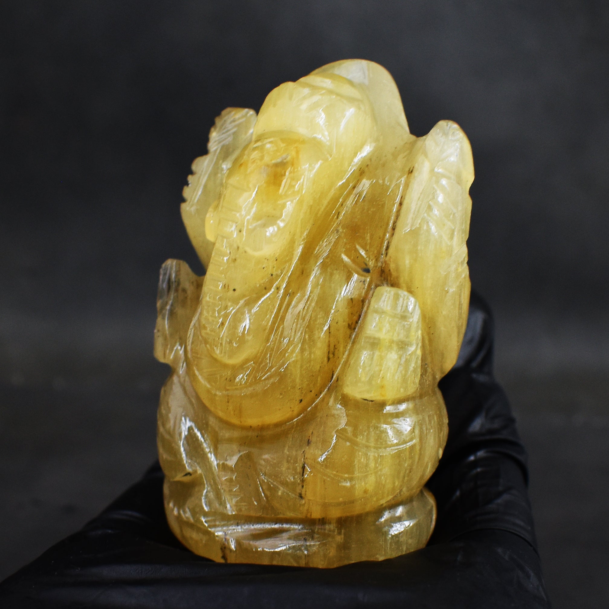 Miraculous 535.00 Cts Genuine Multicolor Fluorite Hand Carved Premium Lord Ganesha Crystal