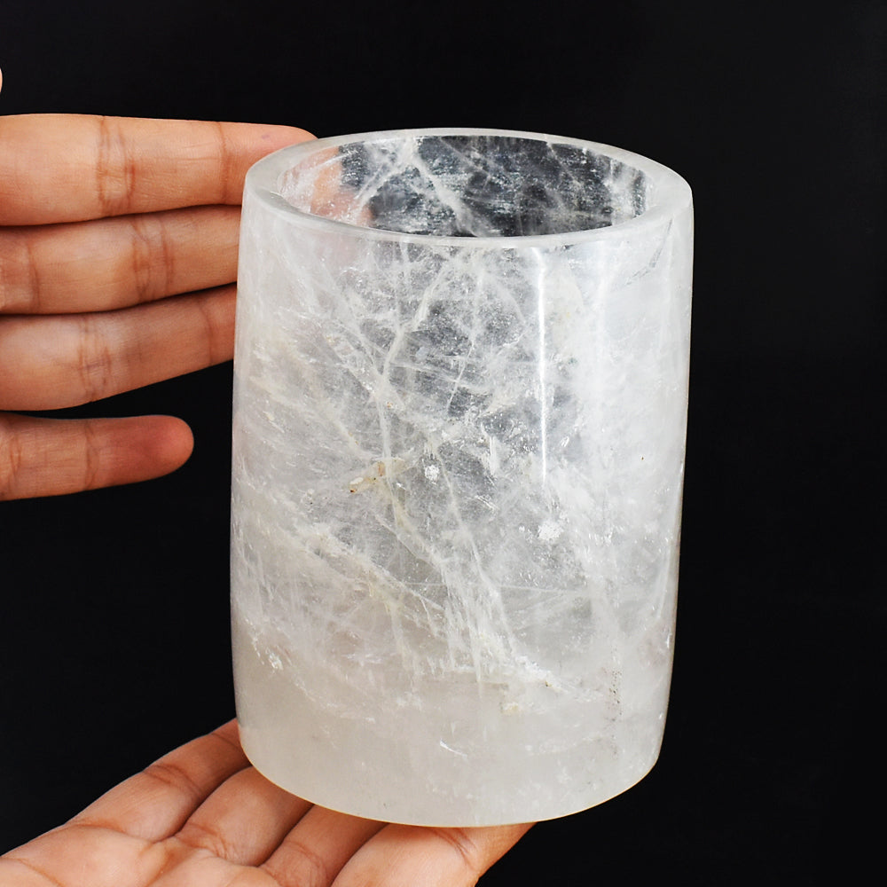 Natural 3628.00 Carats Genuine  White Quartz Hand Carved Crystal Gemstone Carving Glass