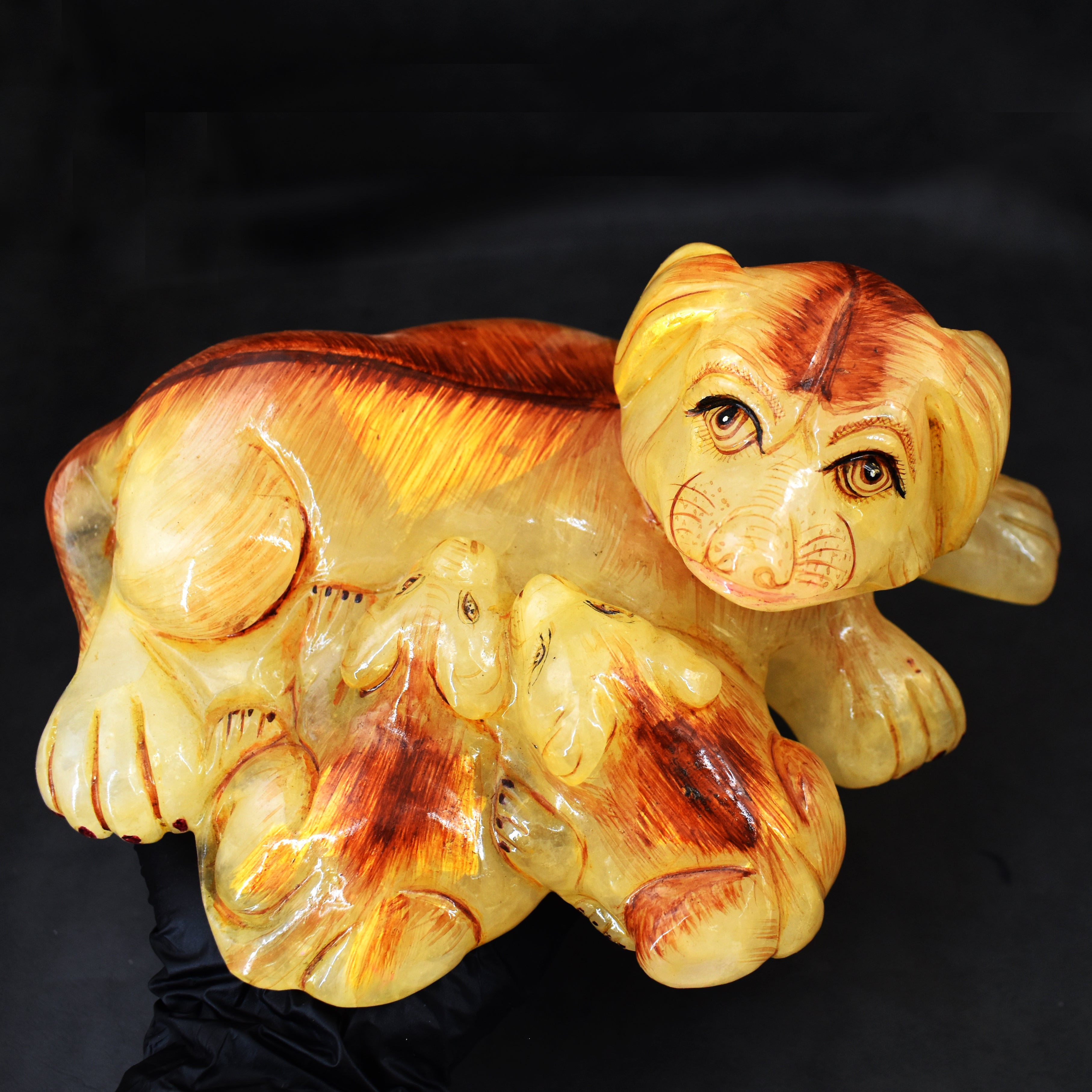 Exclusive 10025.00 Cts Aventurine Enamel Painted Dog With Its Puppies 2026 Collection