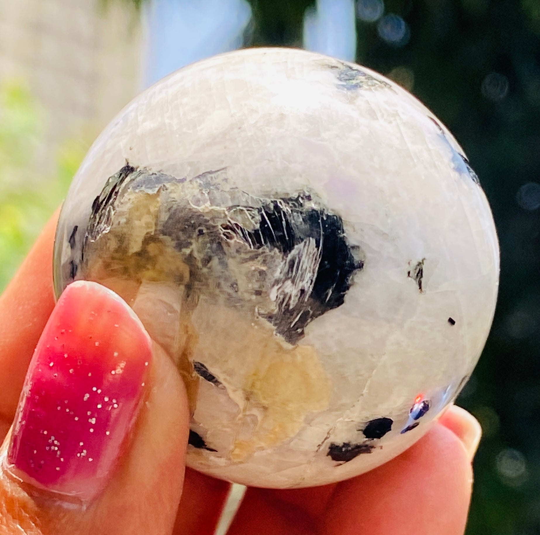 Natural 318.00 Cts Genuine Blue Flash Moonstone Crystal Specimen Healing Sphere