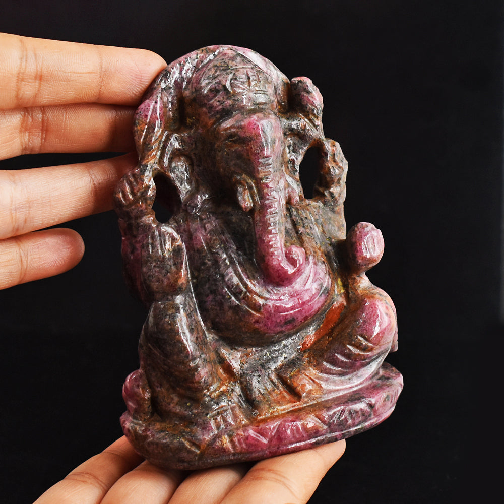 Stunning  2770.00 Carats  Genuine  Rhodonite  Hand  Carved  Crystal Gemstone  Lord Ganesha Carving