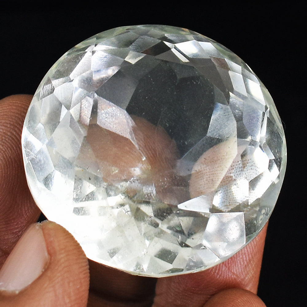 Amazing 191.00 Carats  Genuine  White Quartz  Crystal  Hand  Carved  Faceted Gemstone Gem