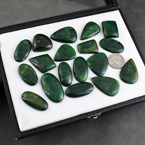 Stunning  700.00 Cts Genuine Green Jade Untreated Gemstone Cabochon Lot