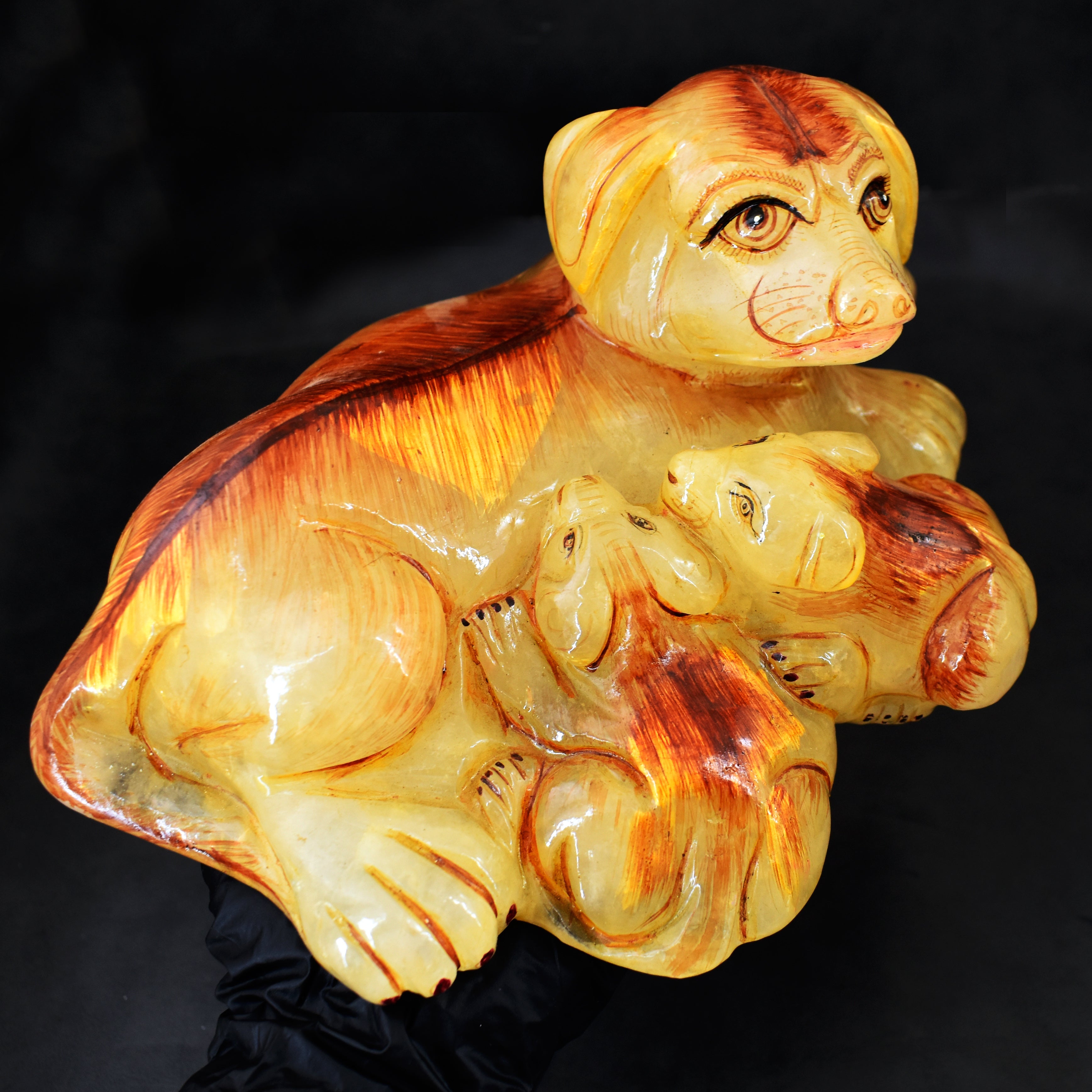 Exclusive 10025.00 Cts Aventurine Enamel Painted Dog With Its Puppies 2026 Collection