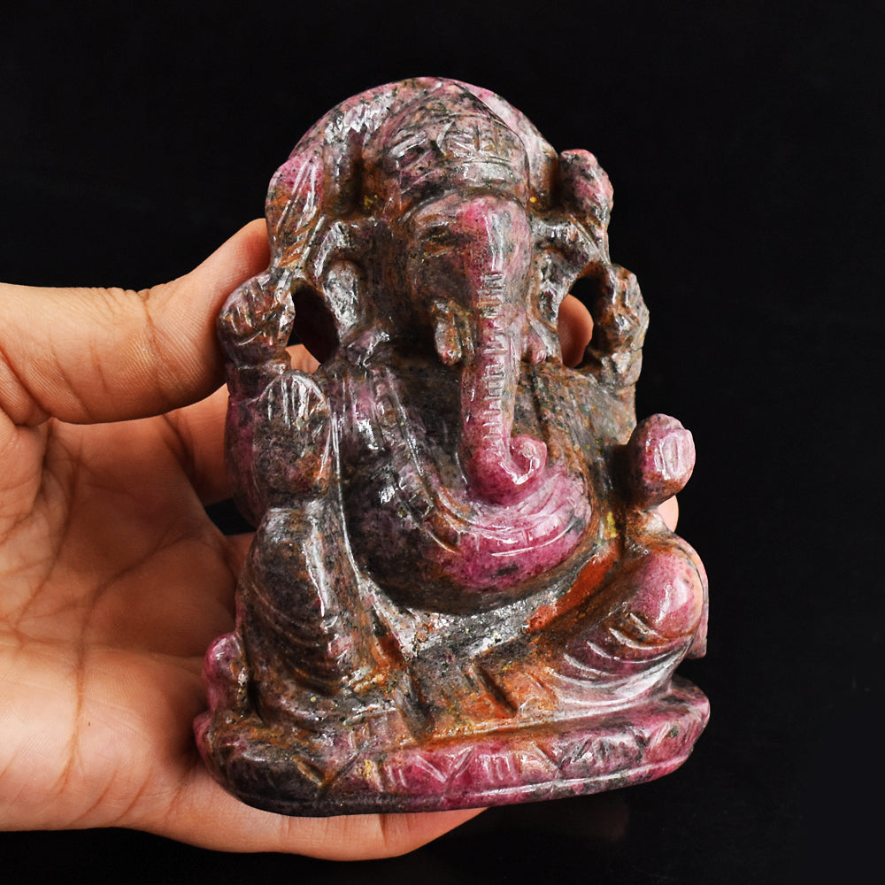 Stunning  2770.00 Carats  Genuine  Rhodonite  Hand  Carved  Crystal Gemstone  Lord Ganesha Carving