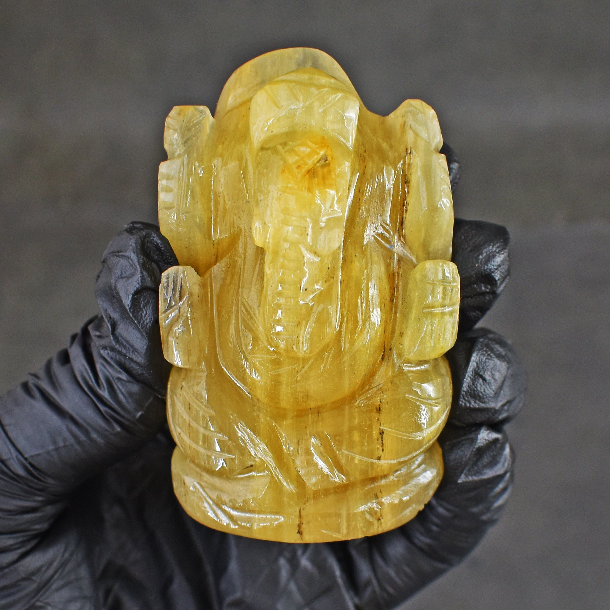 Miraculous 535.00 Cts Genuine Multicolor Fluorite Hand Carved Premium Lord Ganesha Crystal