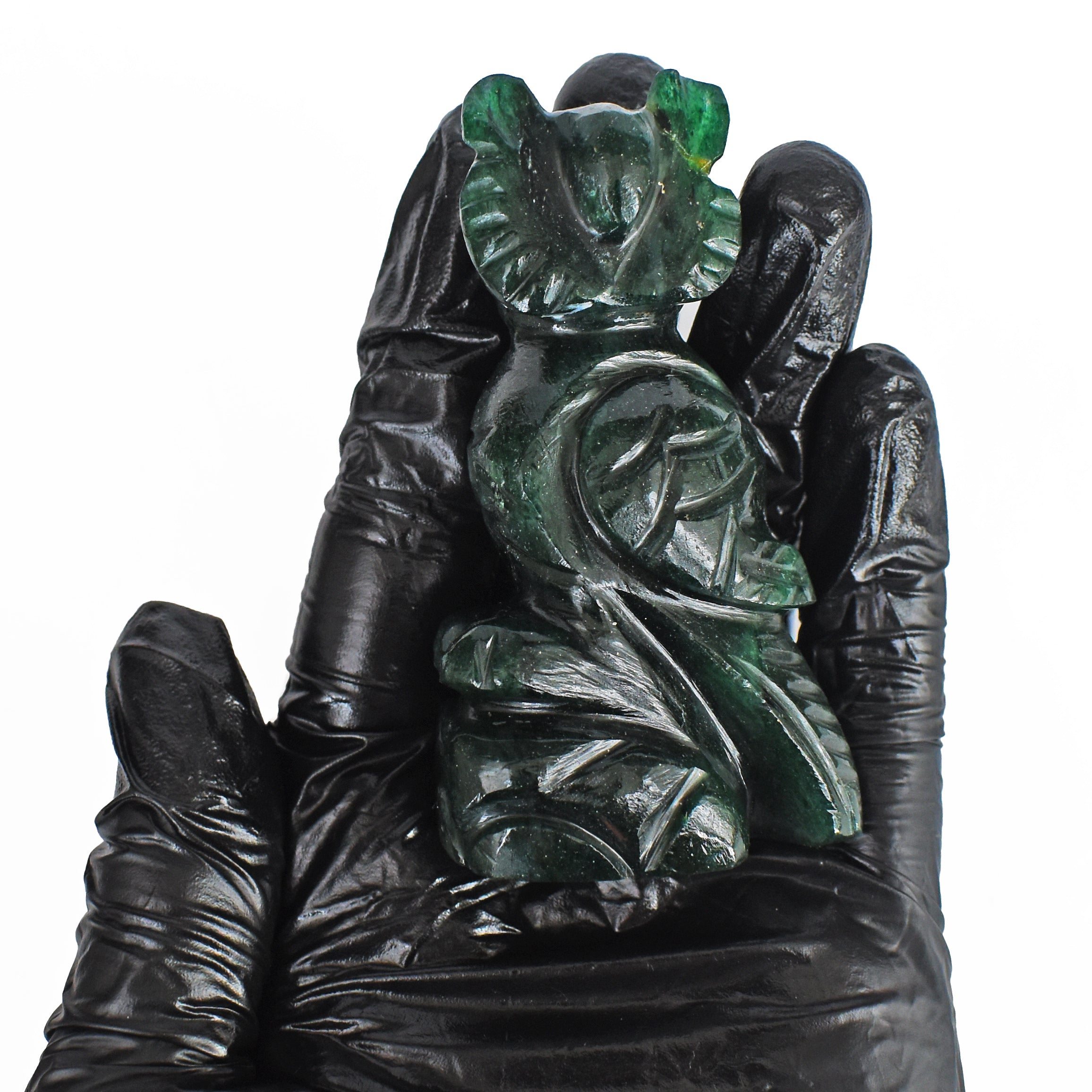 Beautiful 480.00 Cts Genuine Green Jade Hand Carved Crystal Gemstone Owl Carving 2026  Collection