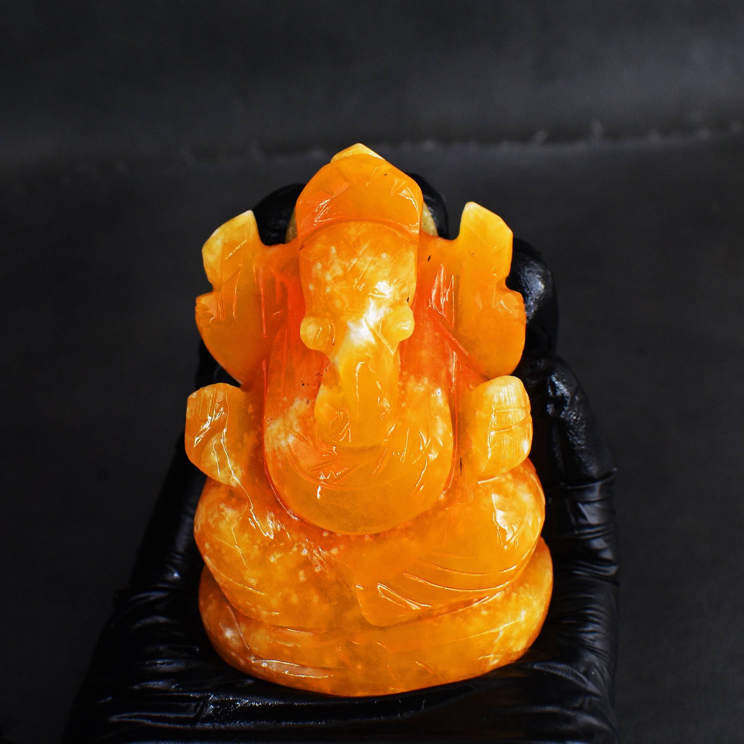 Exclusive 662.00 Carats Aventurine Divine Hand Carved Ganesha