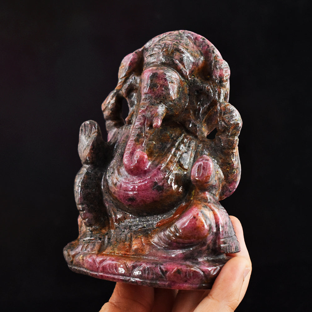 Stunning  2770.00 Carats  Genuine  Rhodonite  Hand  Carved  Crystal Gemstone  Lord Ganesha Carving