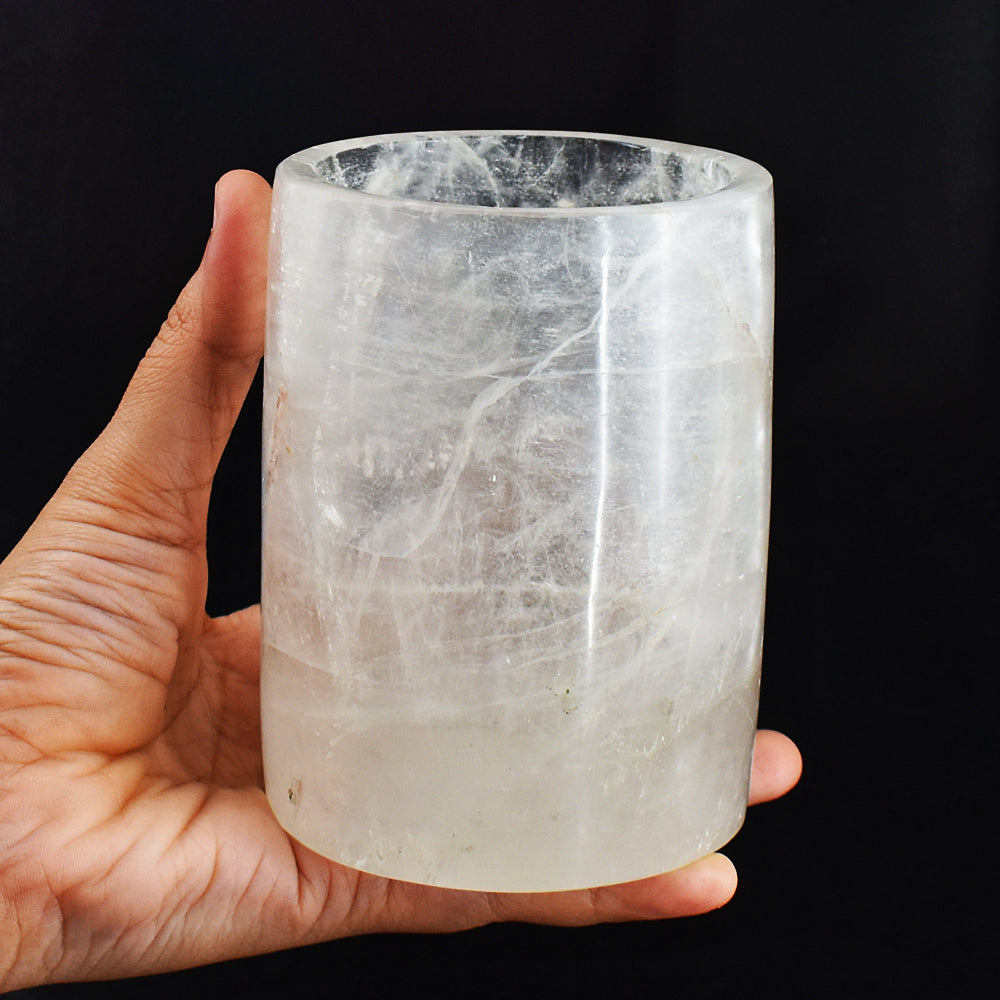 Natural 3628.00 Carats Genuine  White Quartz Hand Carved Crystal Gemstone Carving Glass
