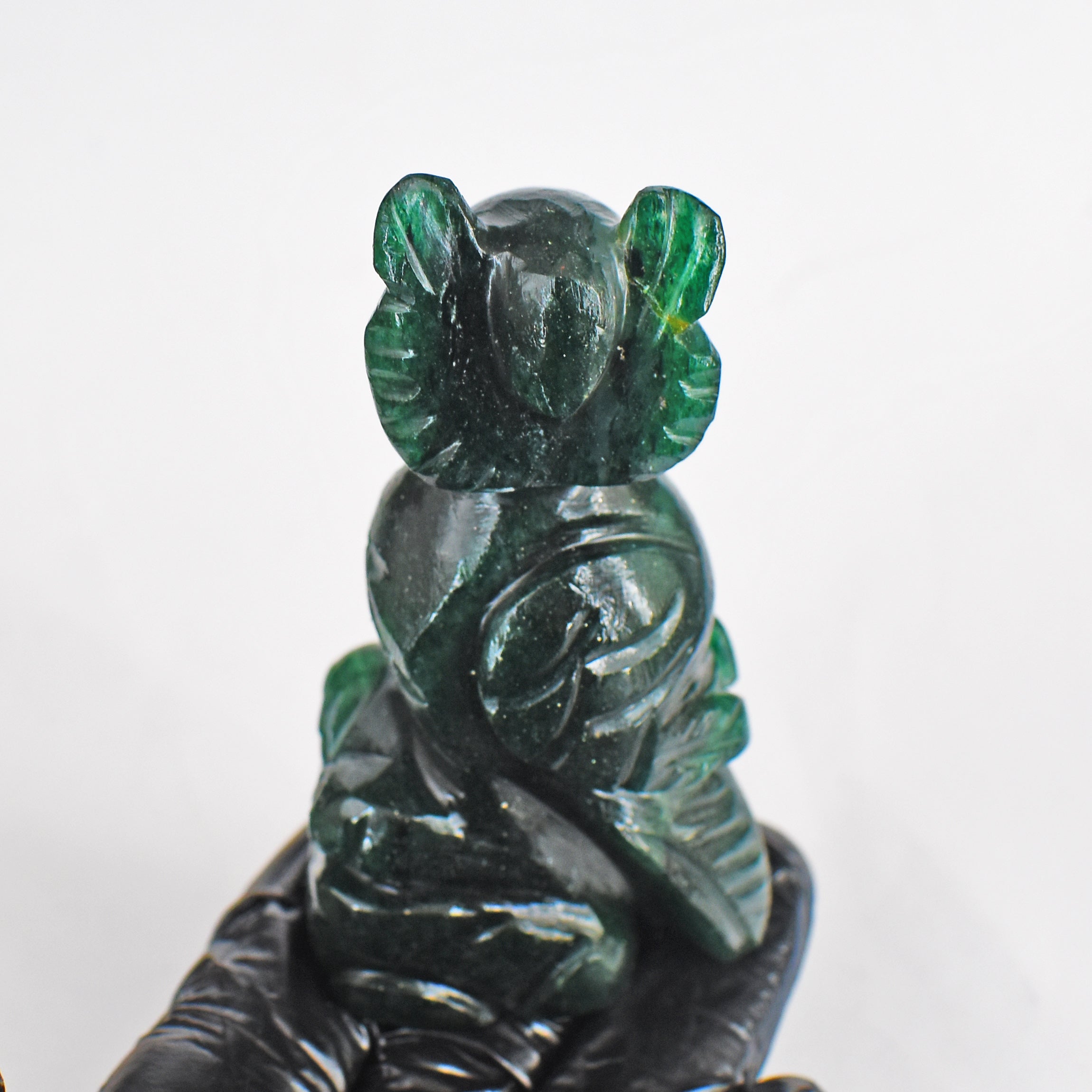 Beautiful 480.00 Cts Genuine Green Jade Hand Carved Crystal Gemstone Owl Carving 2026  Collection