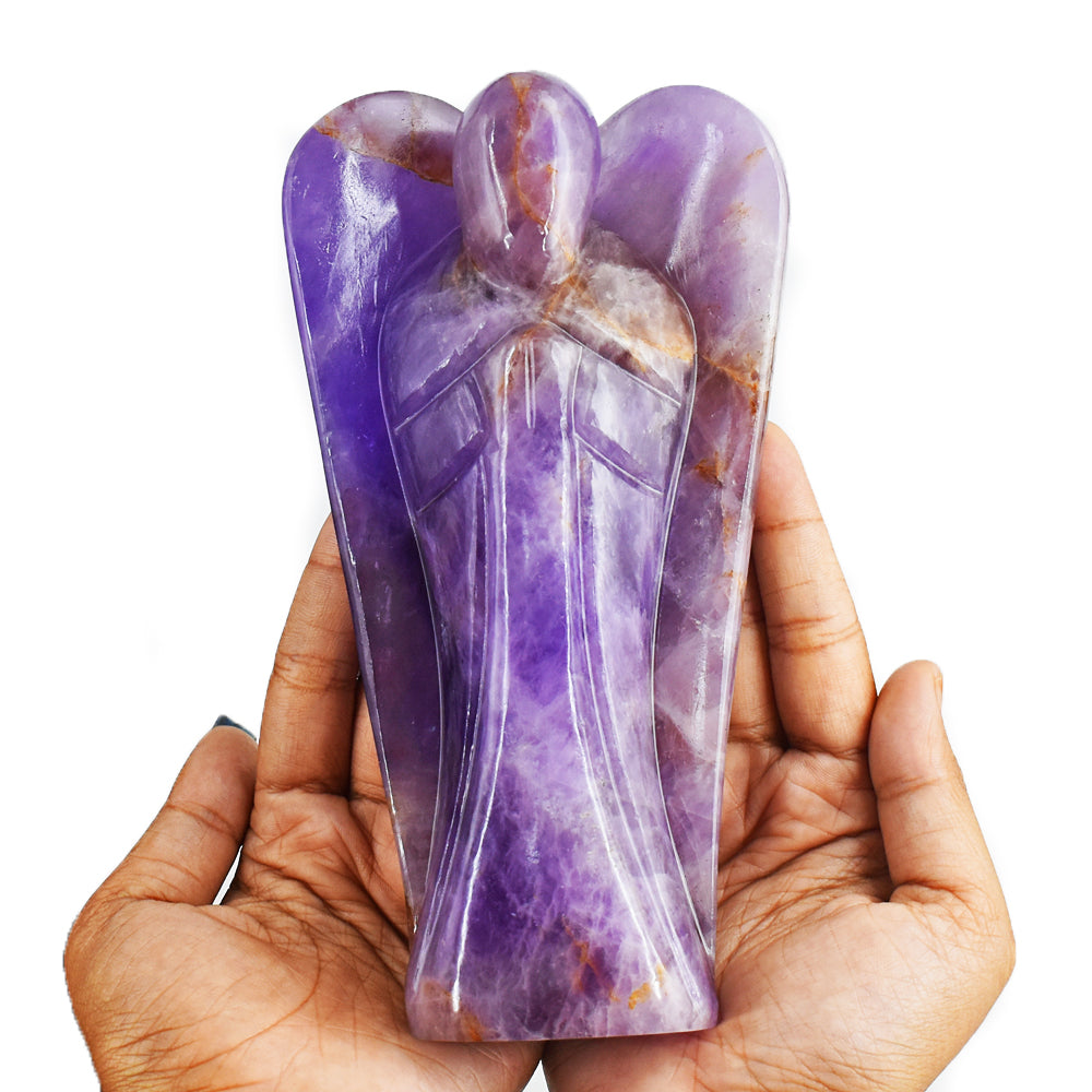 Exclusive 4199.00 Cts Genuine  Amethyst  Hand Carved Crystal Healing Praying Angel