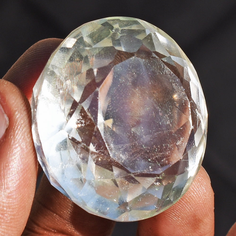 Amazing 191.00 Carats  Genuine  White Quartz  Crystal  Hand  Carved  Faceted Gemstone Gem
