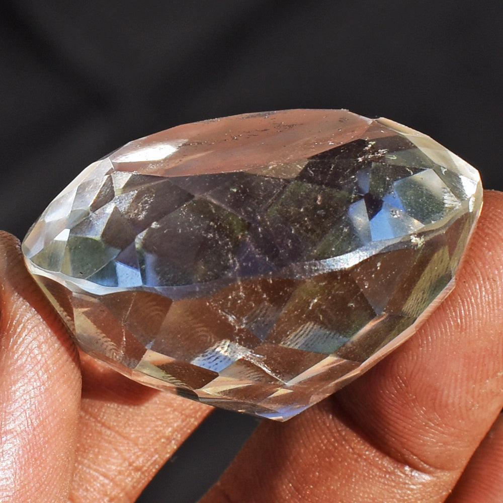Amazing 191.00 Carats  Genuine  White Quartz  Crystal  Hand  Carved  Faceted Gemstone Gem