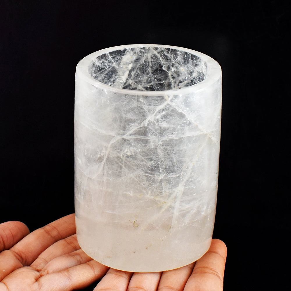 Natural 3628.00 Carats Genuine  White Quartz Hand Carved Crystal Gemstone Carving Glass