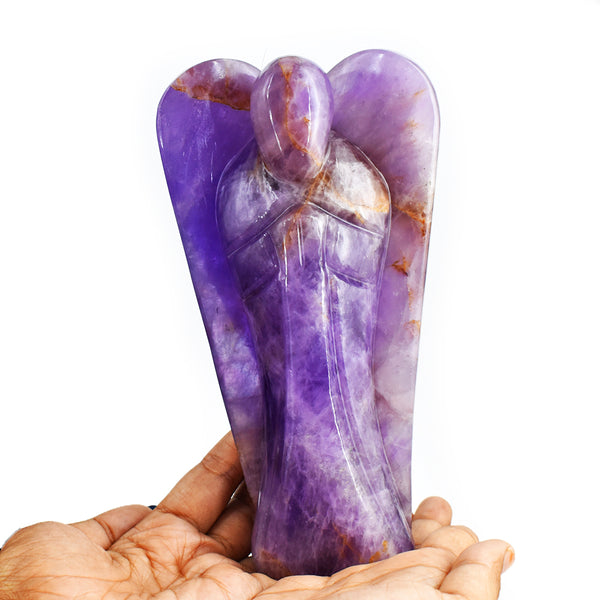 Exclusive 4199.00 Cts Genuine  Amethyst  Hand Carved Crystal Healing Praying Angel