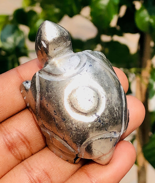 Amazing 397.00 Cts genuine Pyrite Hand Carved Premium Crystal Turtle Gemstone