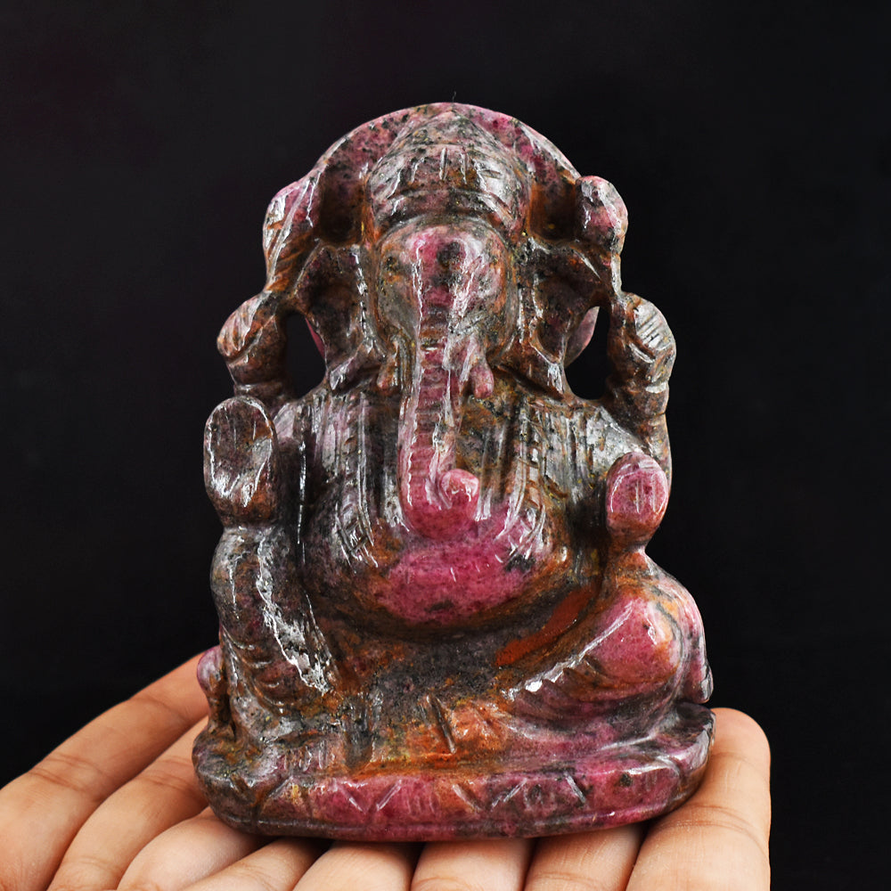 Stunning  2770.00 Carats  Genuine  Rhodonite  Hand  Carved  Crystal Gemstone  Lord Ganesha Carving