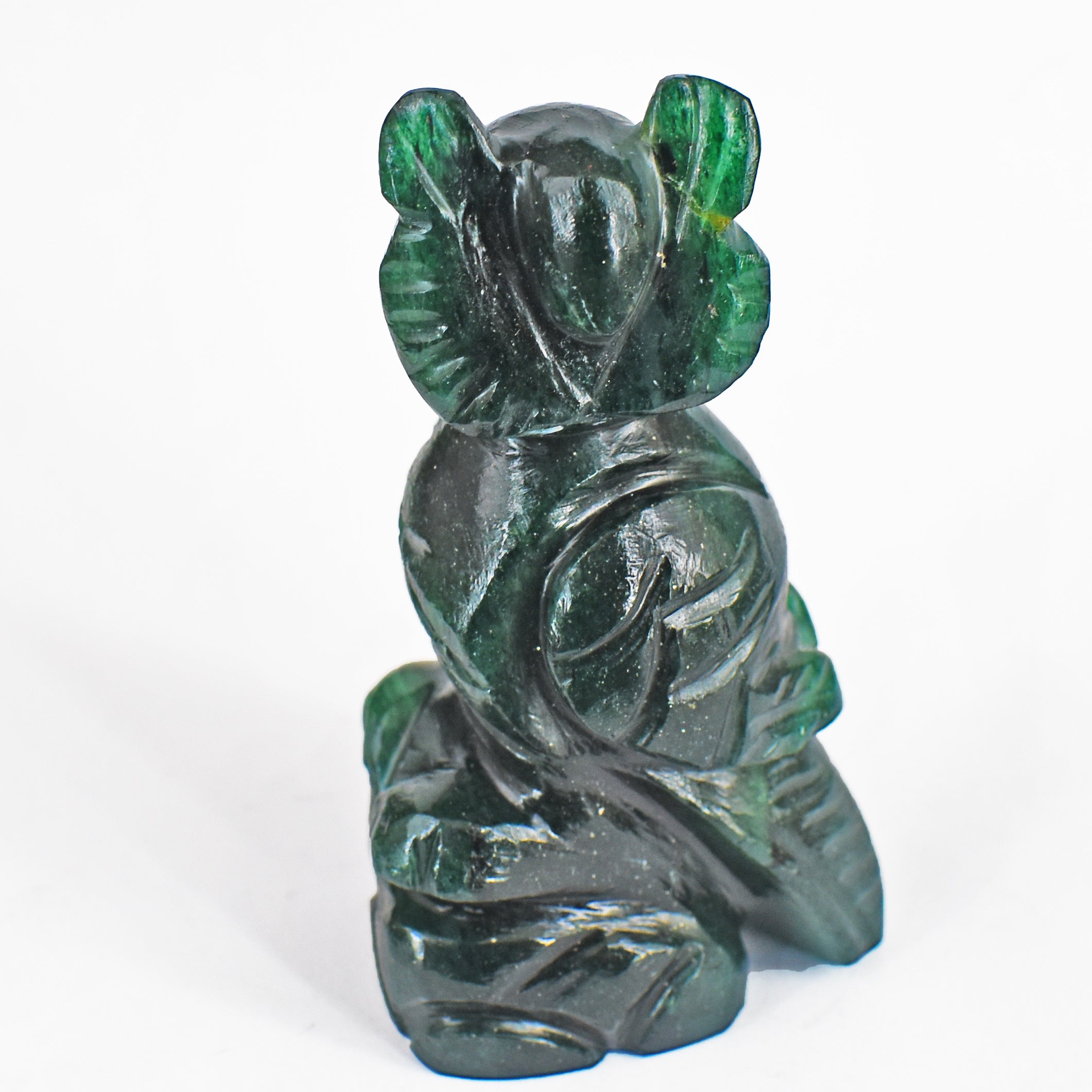 Beautiful 480.00 Cts Genuine Green Jade Hand Carved Crystal Gemstone Owl Carving 2026  Collection