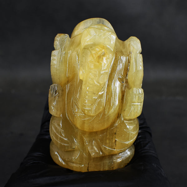 Miraculous 535.00 Cts Genuine Multicolor Fluorite Hand Carved Premium Lord Ganesha Crystal