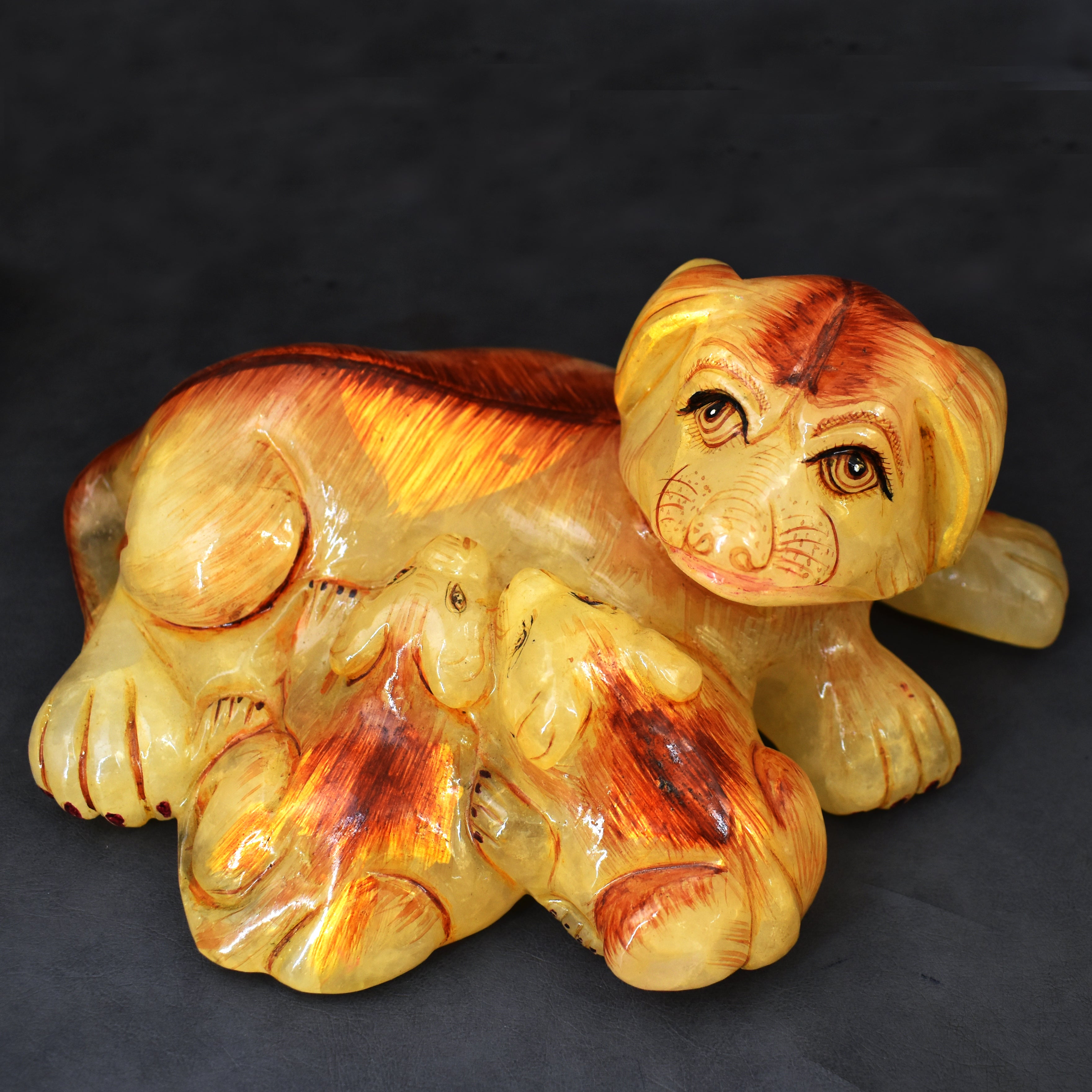 Exclusive 10025.00 Cts Aventurine Enamel Painted Dog With Its Puppies 2026 Collection