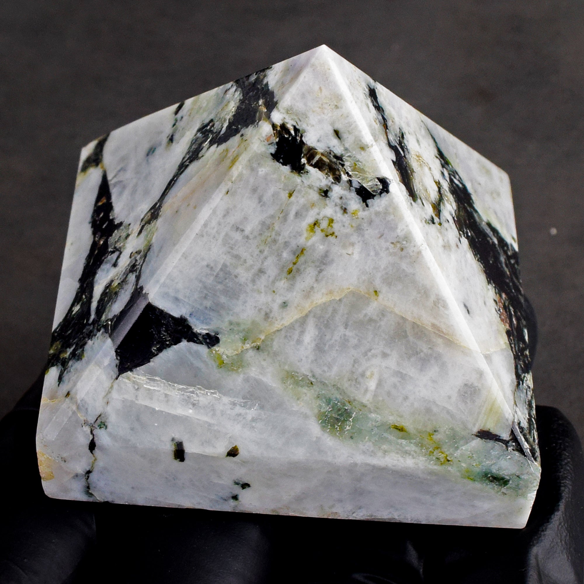 Shiny 571.00 Cts Genuine Moonstone Crystal Specimen Healing Divine Pyramid