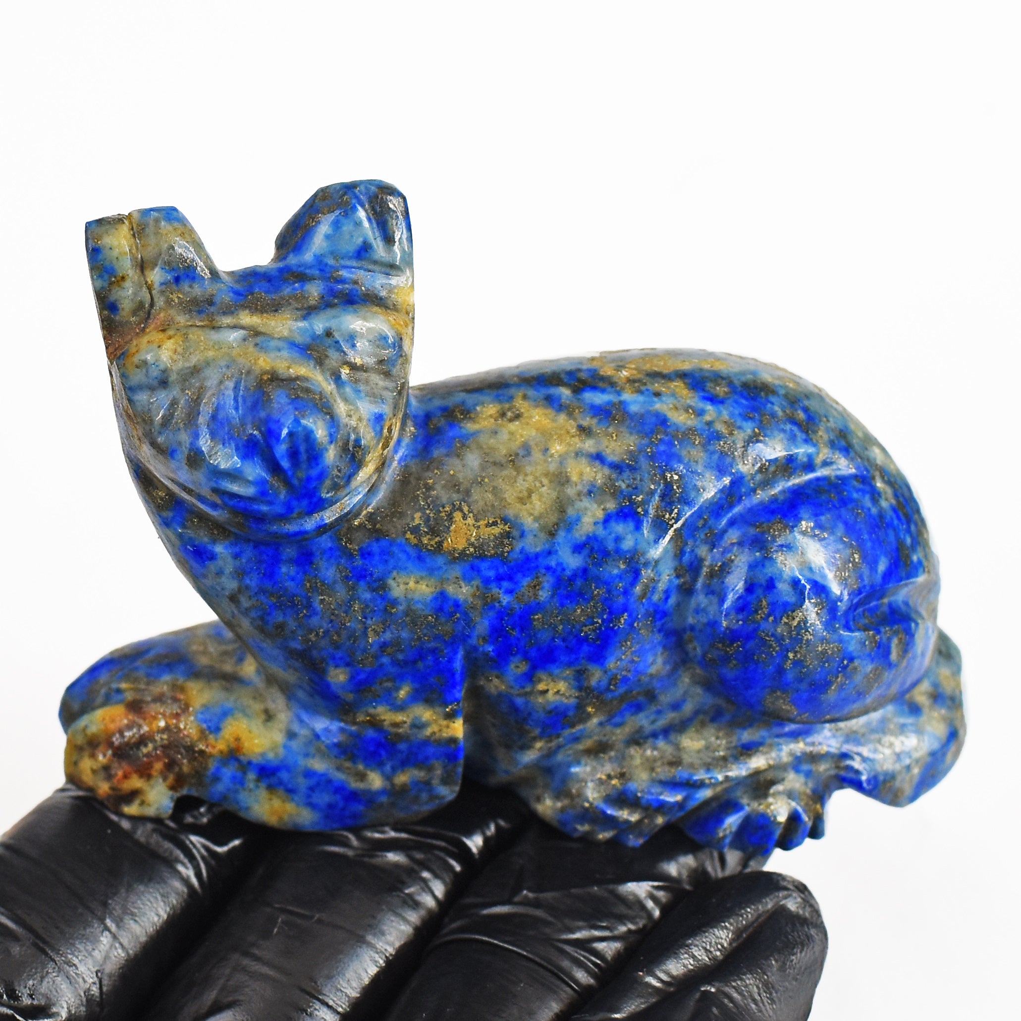 Amazing 807.00 Cts Genuine Lapis Lazuli Hand Carved Genuine Crystal Gemstone Carving Cat 2026  Collection