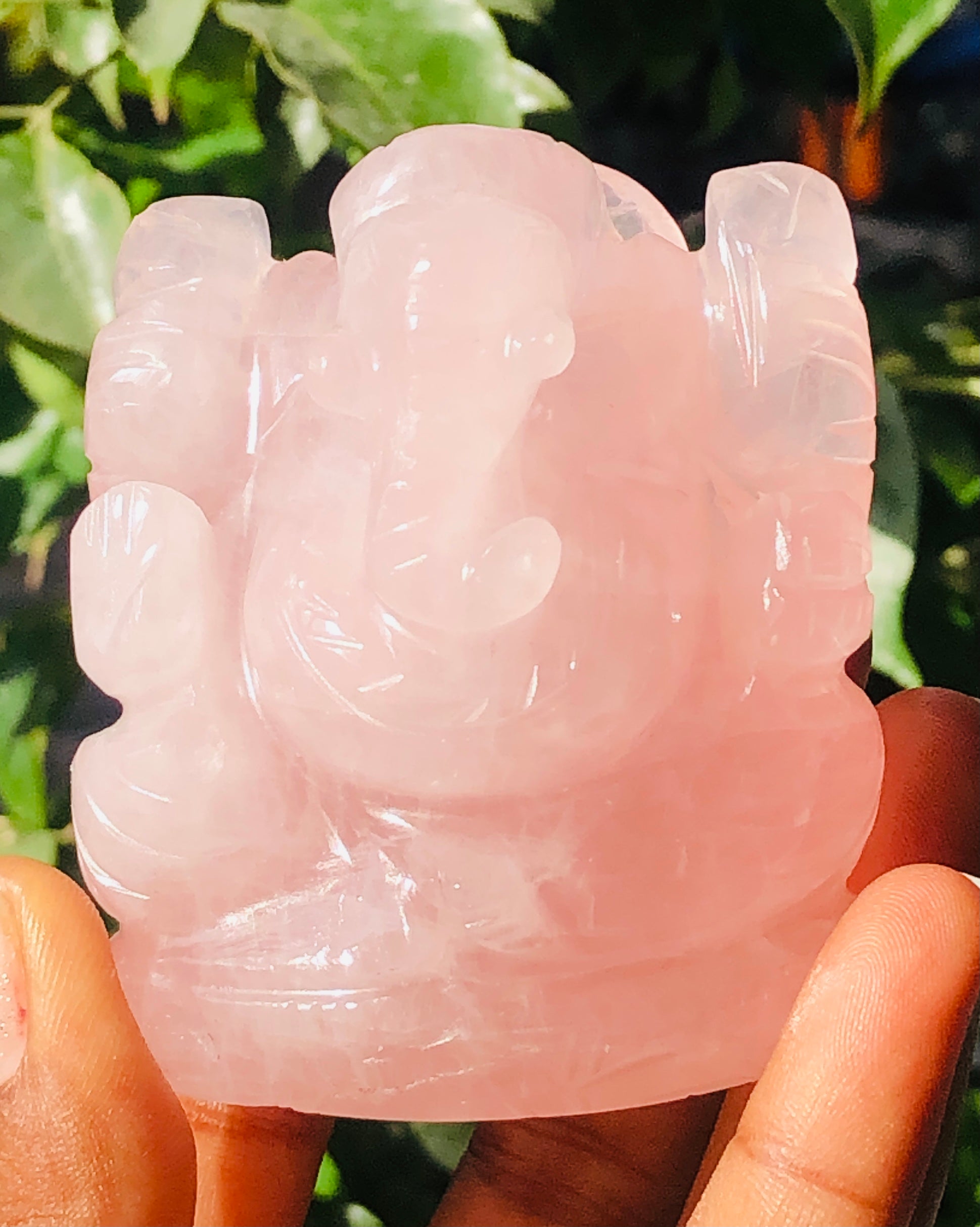 Exclusive 1093.00 Cts Garnet Divine Hand Carved Crystal Gemstone Lord Ganesha Carving