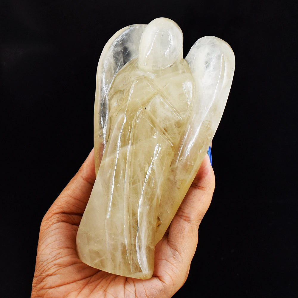Craftsmen 2436.00 Cts Genuine  Smoky Quartz Hand Carved Crystal Healing Praying Angel