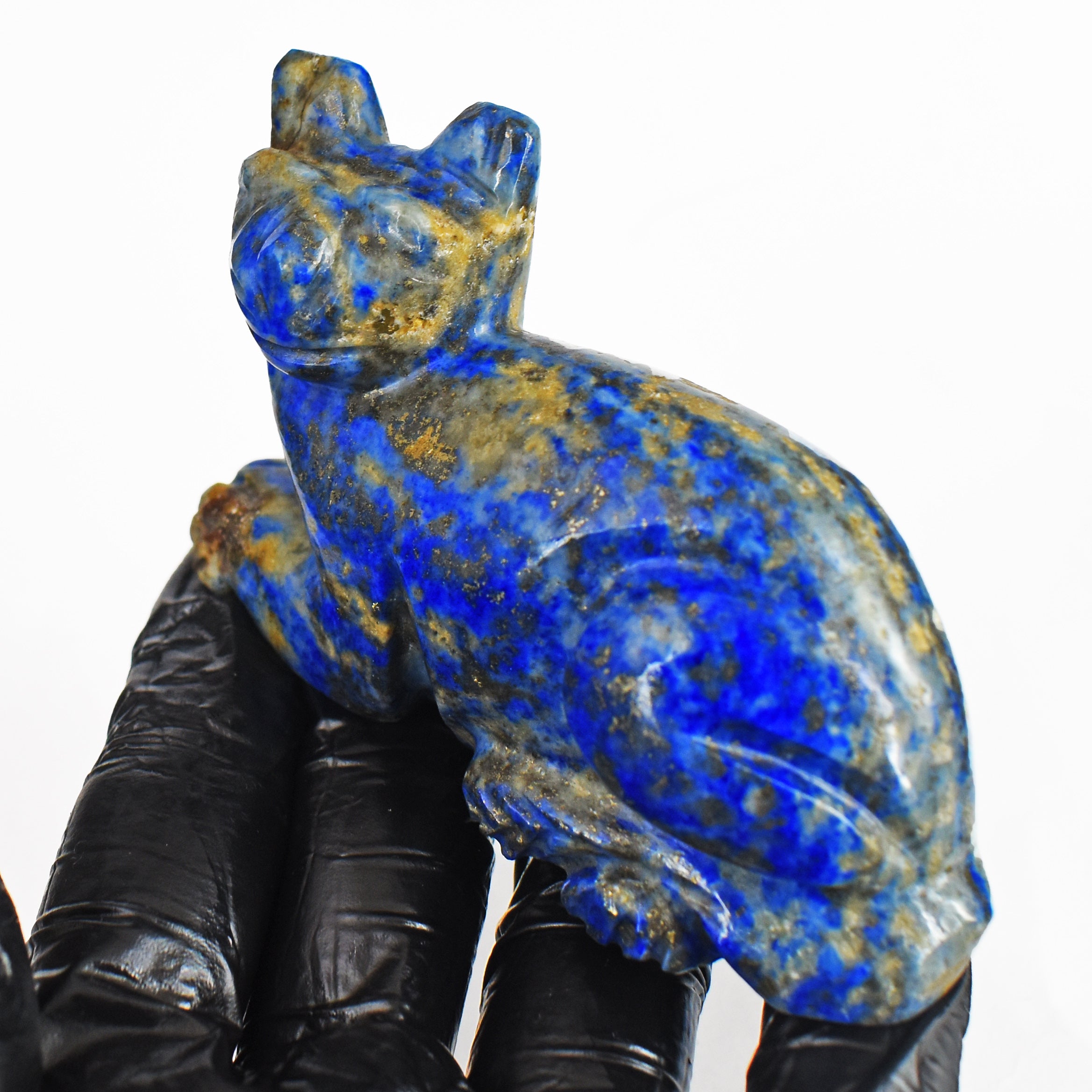Amazing 807.00 Cts Genuine Lapis Lazuli Hand Carved Genuine Crystal Gemstone Carving Cat 2026  Collection
