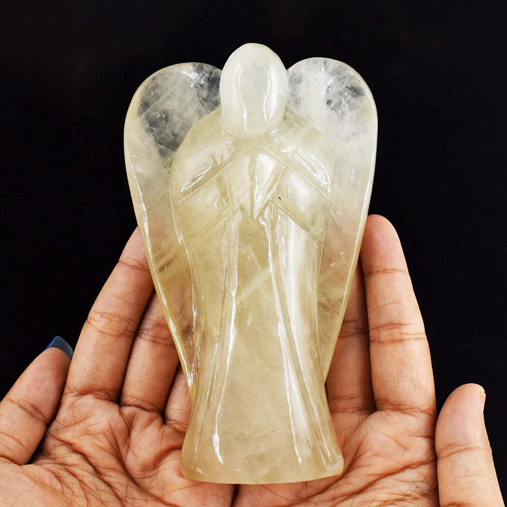 Craftsmen 2436.00 Cts Genuine  Smoky Quartz Hand Carved Crystal Healing Praying Angel