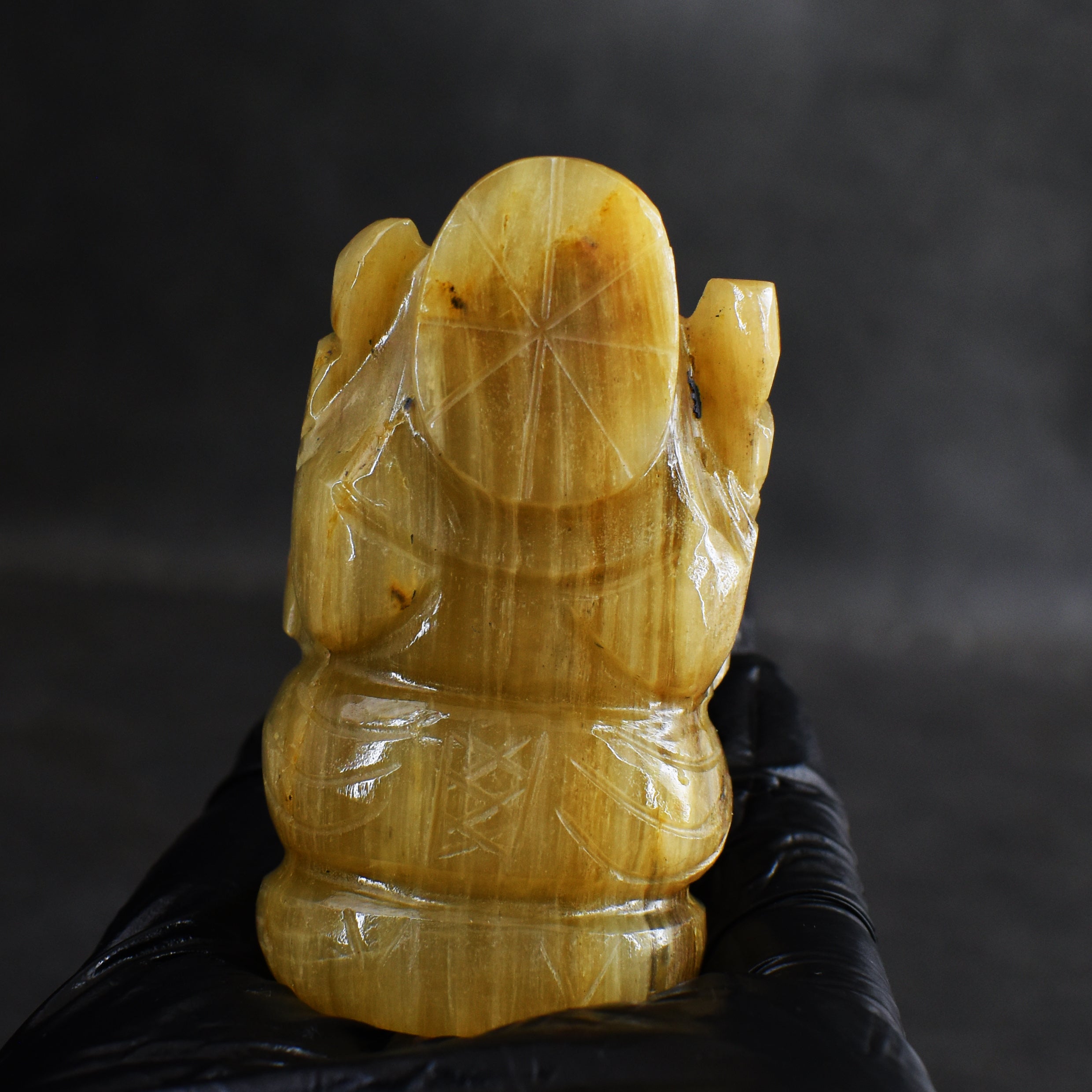 Artisian 490.00 Carats Fluorite Divine Hand Carved Genuine Crystal Gemstone Carving Lord Ganesha