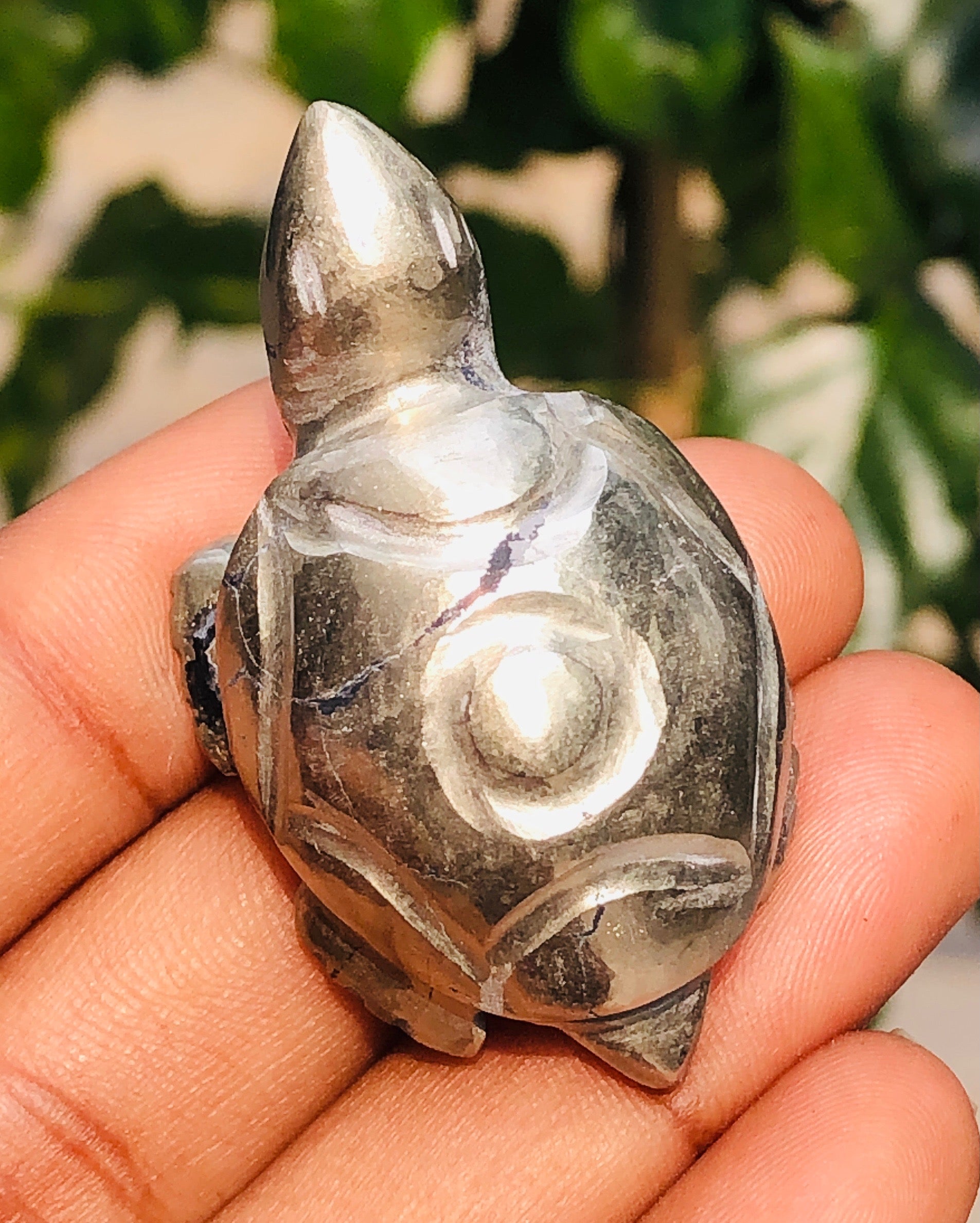 Superb 168.00 Cts Genuine Pyrite Hand Carved Premium Crystal Turtle Gemstone