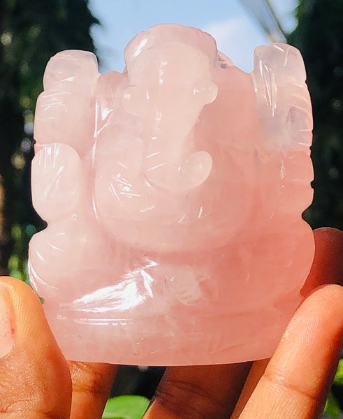 Exclusive 1093.00 Cts Garnet Divine Hand Carved Crystal Gemstone Lord Ganesha Carving
