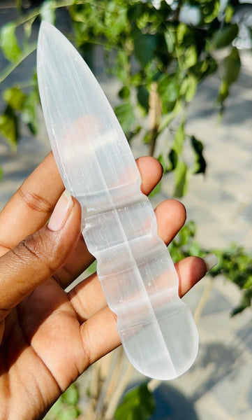 Bestest 248.00 Cts Genuine Selenite Hand Carved Crystal Gemstone Knife
