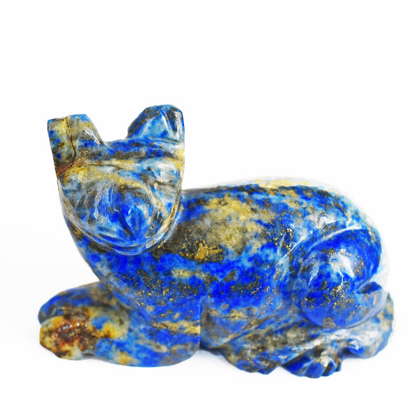 Amazing 807.00 Cts Genuine Lapis Lazuli Hand Carved Genuine Crystal Gemstone Carving Cat 2026  Collection