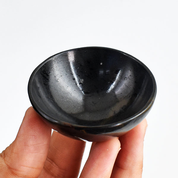 Artisian  138.00 Carats  Genuine Black Spinel  Hand Carved Crystal Gemstone Carving  Bowl