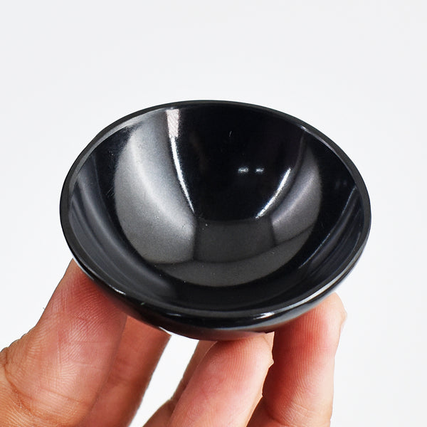 Natural  131.00 Carats  Genuine Black Spinel  Hand Carved Crystal Gemstone Carving  Bowl